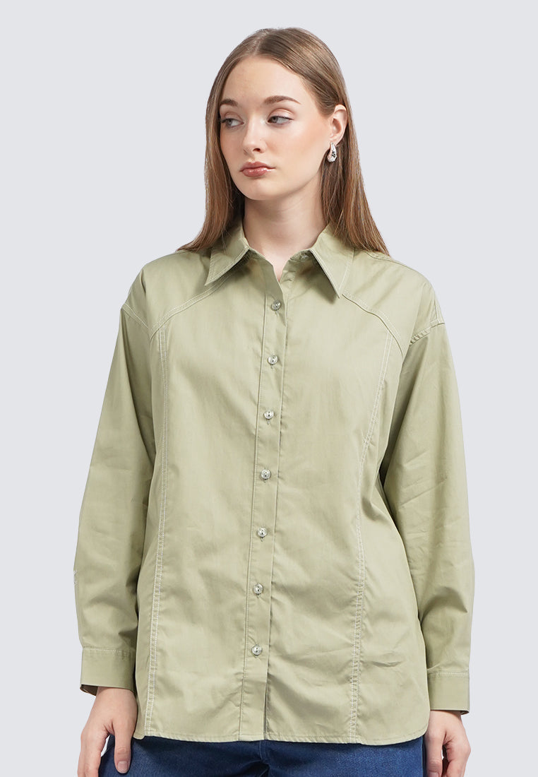 Stitched Detail Long Sleeve Blouse