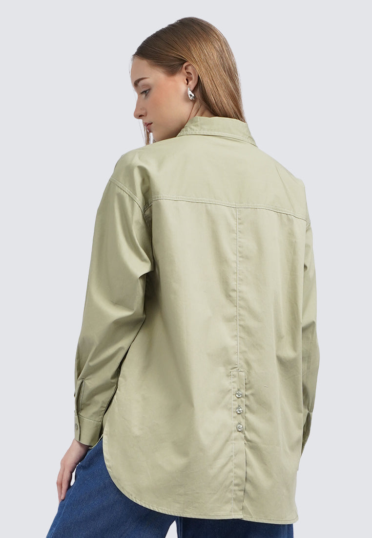 Stitched Detail Long Sleeve Blouse
