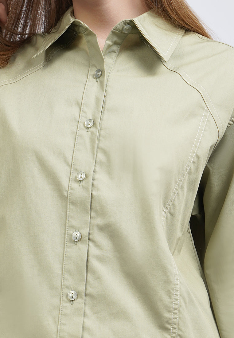 Stitched Detail Long Sleeve Blouse