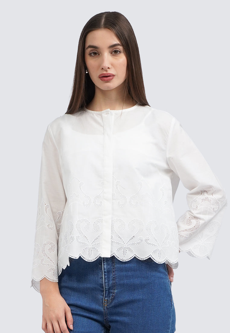 Embroidered Long Sleeve Blouse