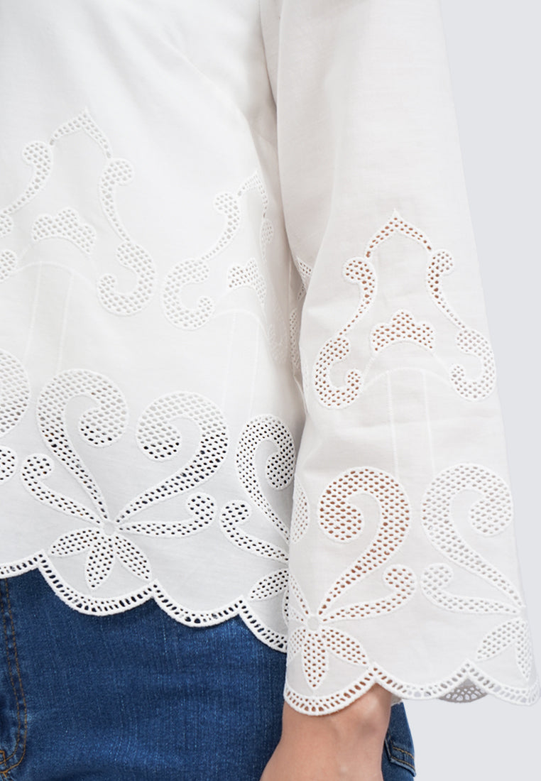 Embroidered Long Sleeve Blouse