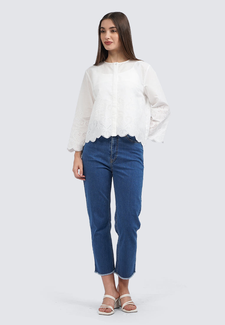 Embroidered Long Sleeve Blouse