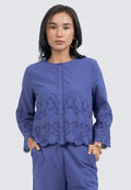 Scalloped Hem Long Sleeve Blouse