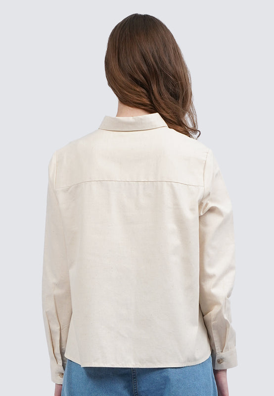 Embroidered Long Sleeve Linen Blouse