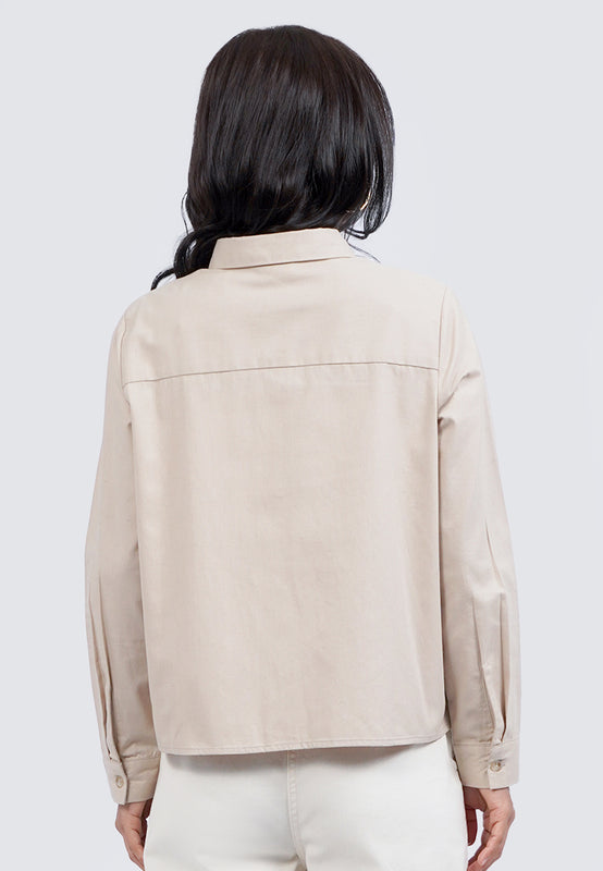 Embroidered Blouse with Front Pocket