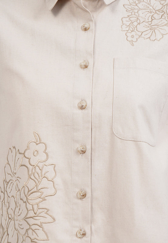 Embroidered Blouse with Front Pocket