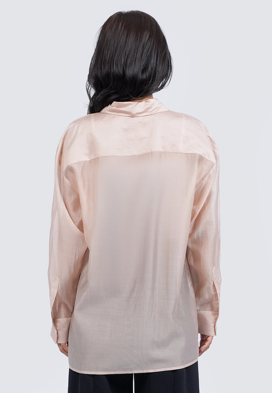 See Through Long Sleeve Loose Blouse