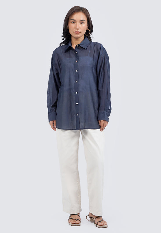 See Through Long Sleeve Loose Blouse