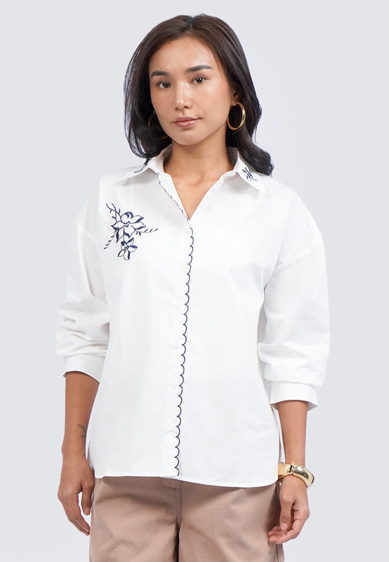 Oversized Shirt with Contrast Embroidery