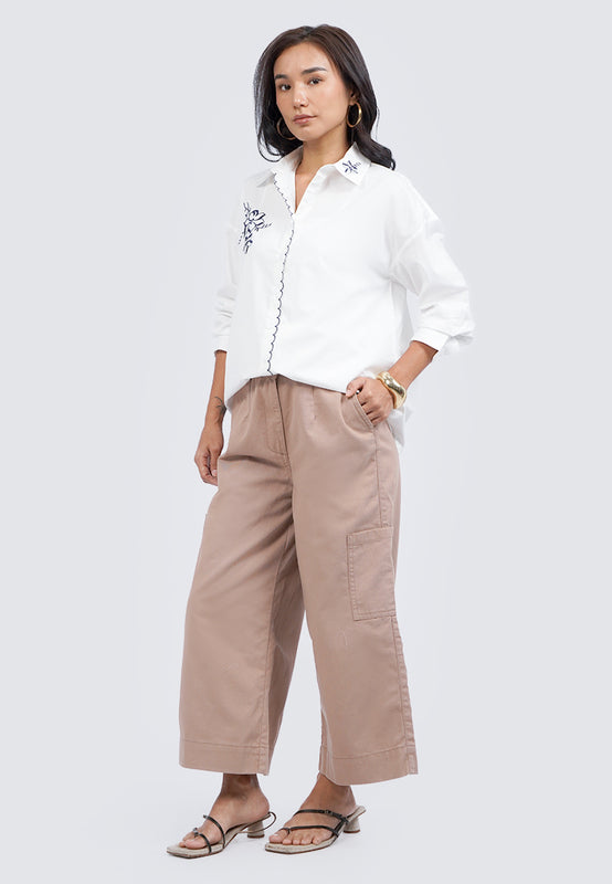 Oversized Shirt with Contrast Embroidery