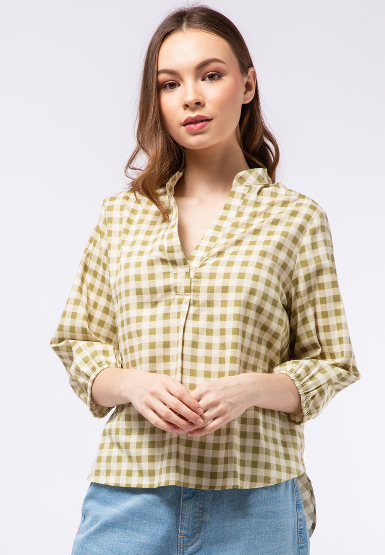 Printed V-neck Loose Blouse