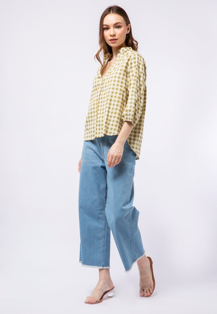 Printed V-neck Loose Blouse