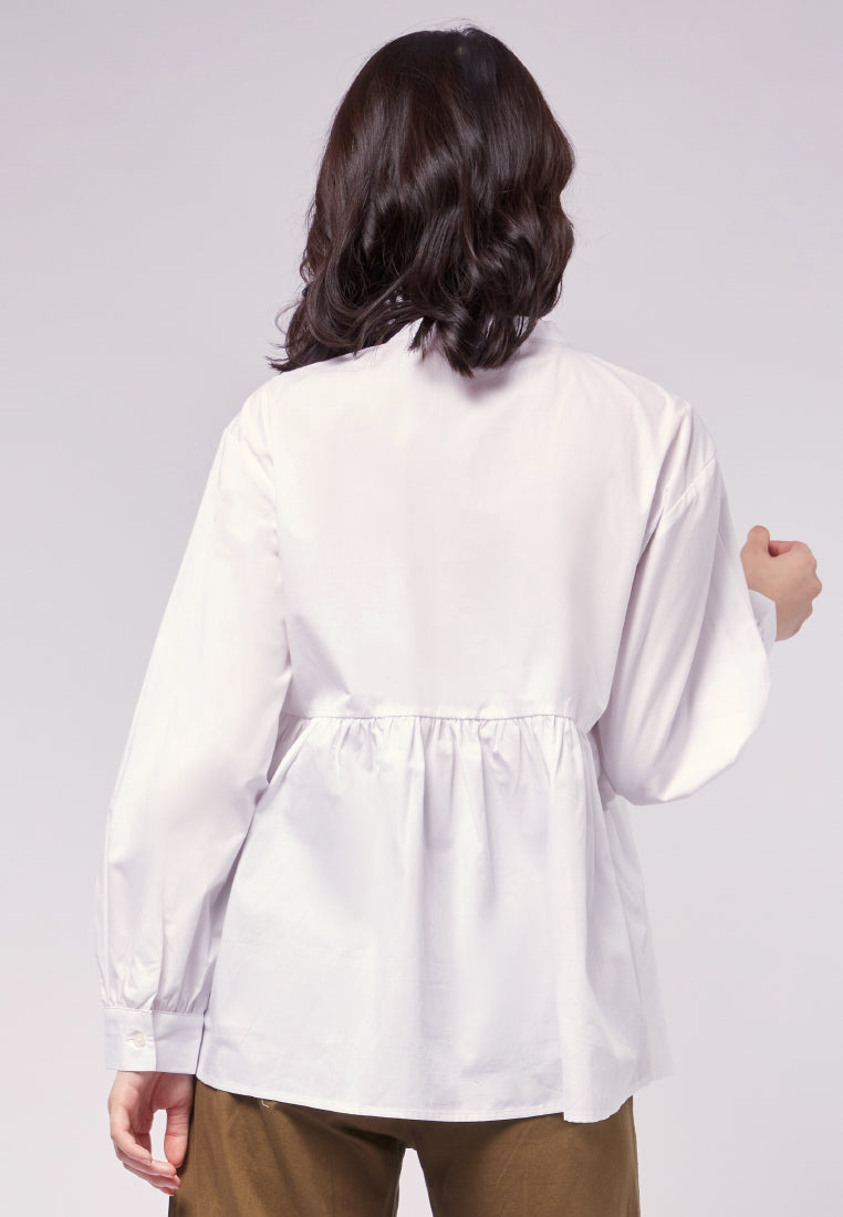 Mandarin Collar Long Sleeve Blouse