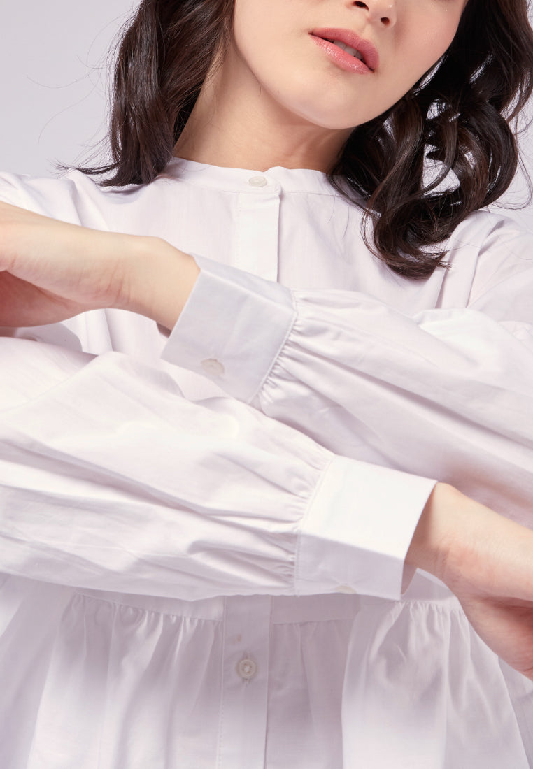 Mandarin Collar Long Sleeve Blouse