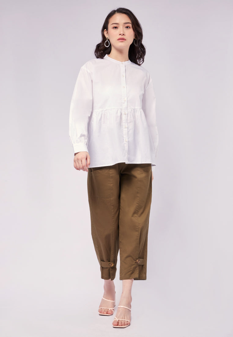 Mandarin Collar Long Sleeve Blouse
