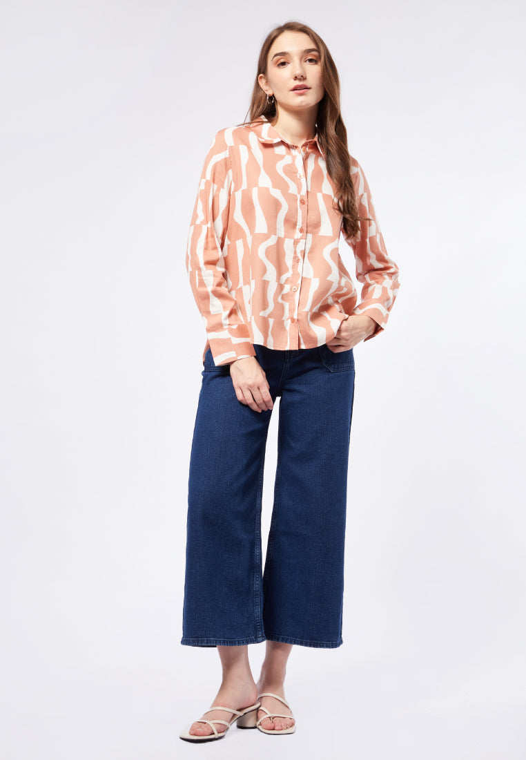 Printed Long Sleeve Blouse