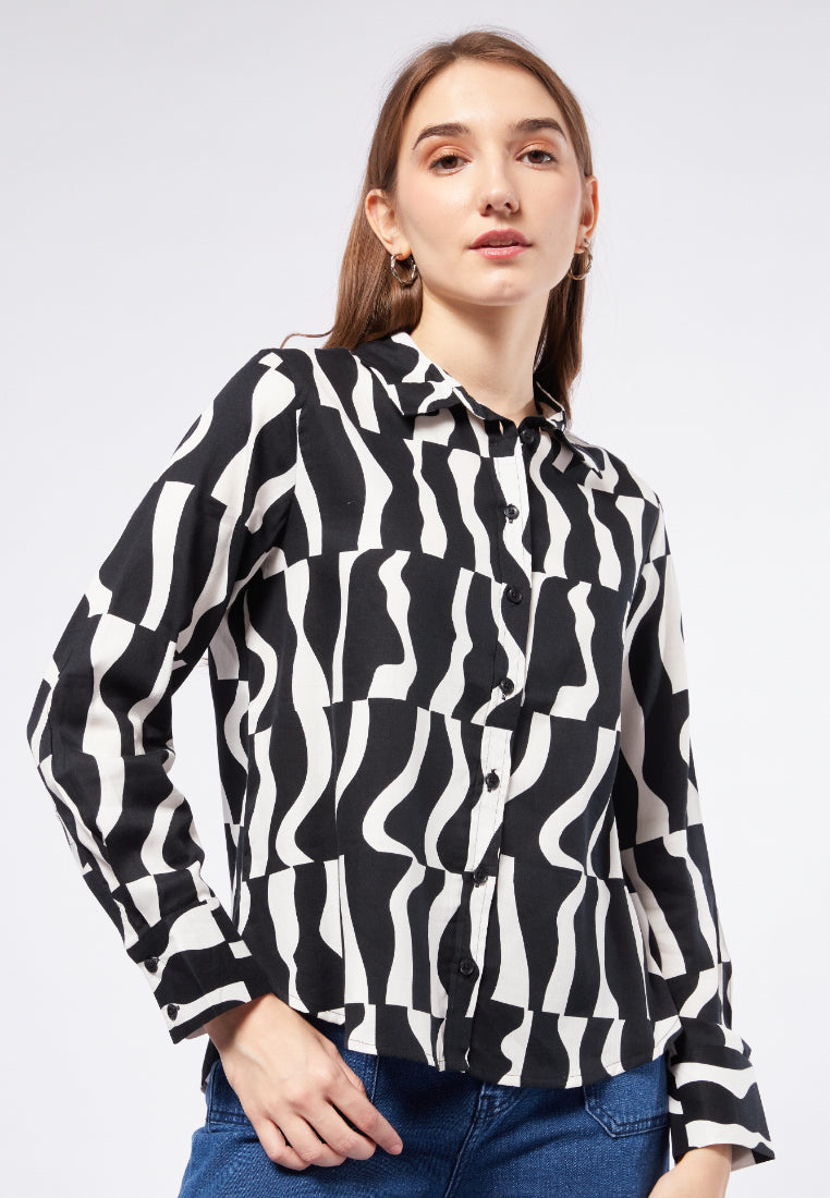 Printed Long Sleeve Blouse