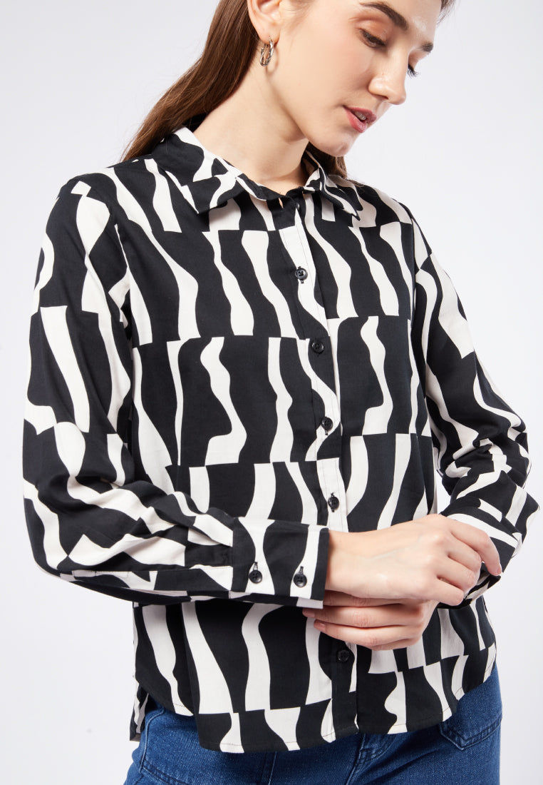 Printed Long Sleeve Blouse