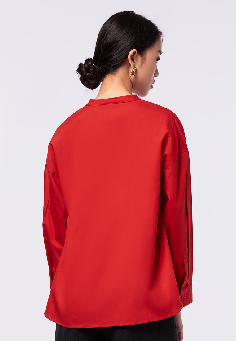 Long Sleeve V-Neck Blouse