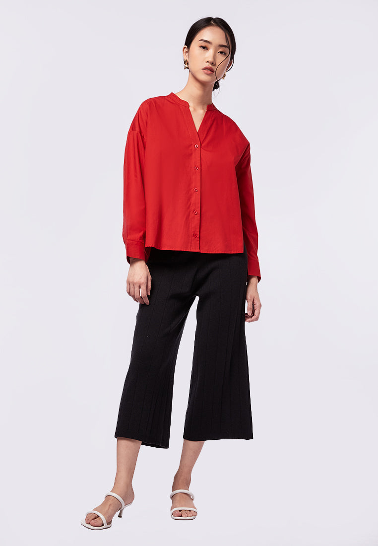 Long Sleeve V-Neck Blouse