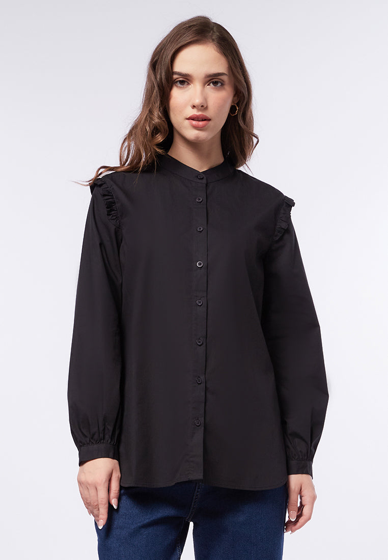 Ruffled Long Sleeve Loose Blouse