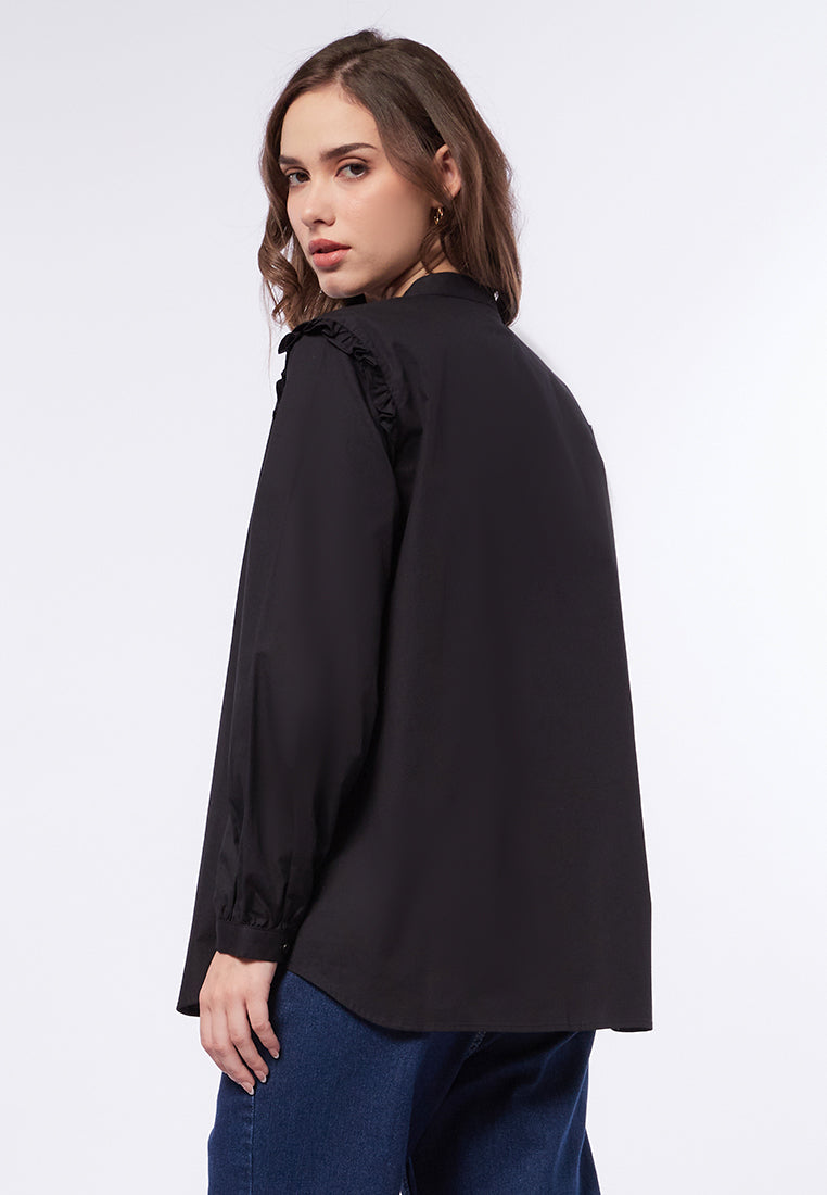 Ruffled Long Sleeve Loose Blouse