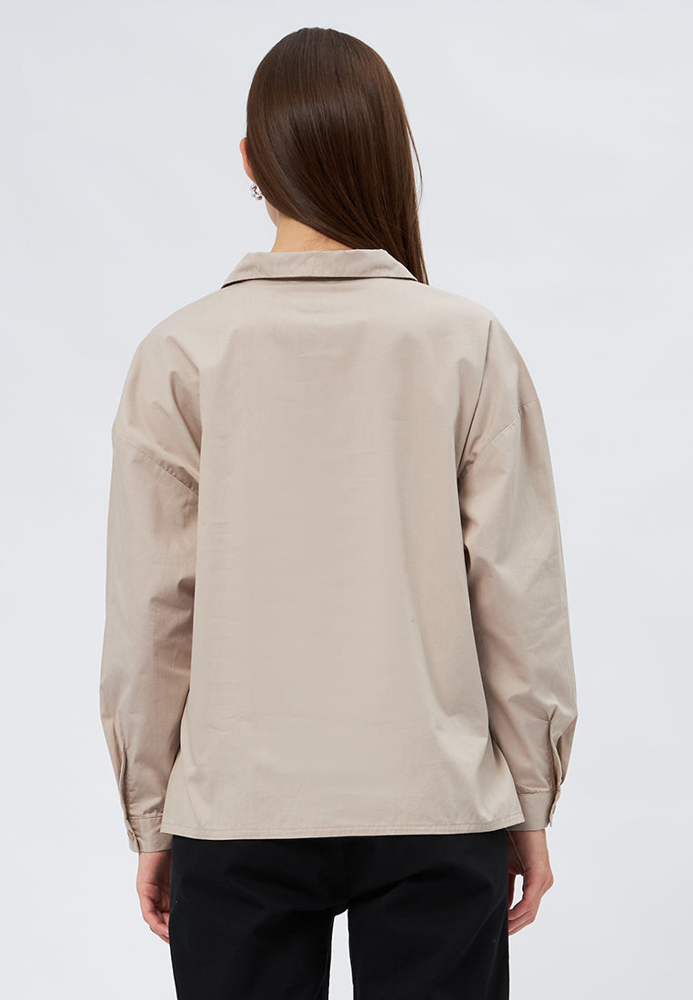 Long Sleeve Drawstring Blouse
