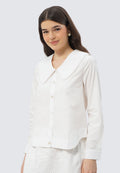 Wide Collar Long Sleeve Blouse