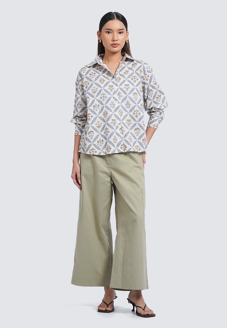 Printed Blouse with Back Slit Details
