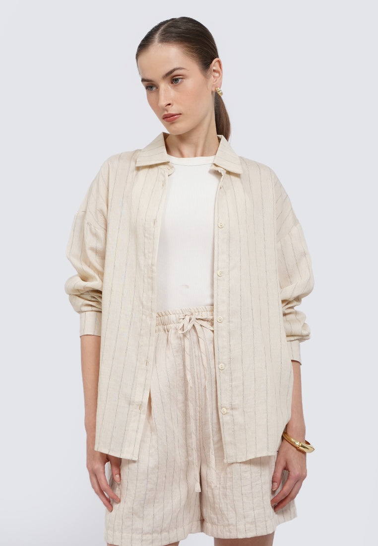Oversized Long Sleeve Stripes Blouse