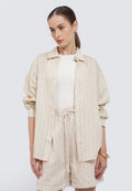 Oversized Long Sleeve Stripes Blouse