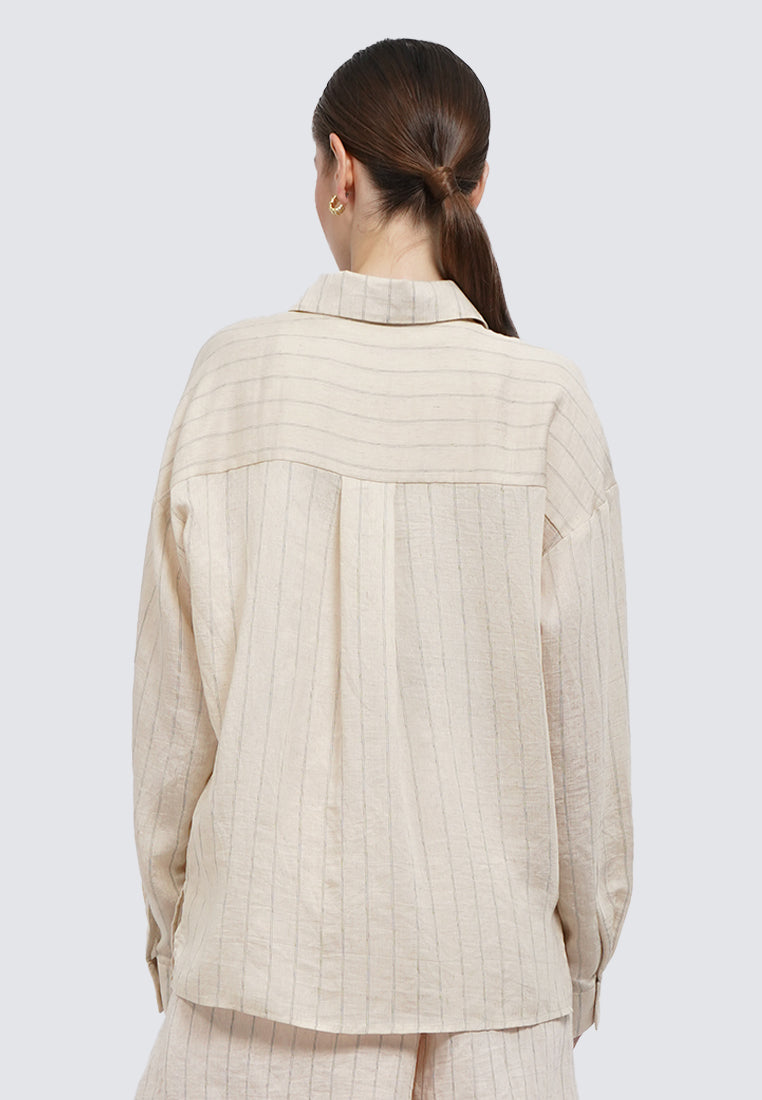 Oversized Long Sleeve Stripes Blouse