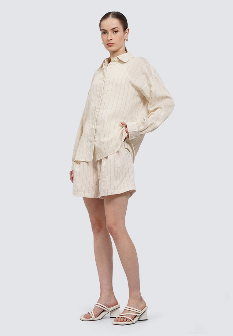Oversized Long Sleeve Stripes Blouse