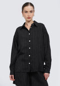 Oversized Long Sleeve Stripes Blouse
