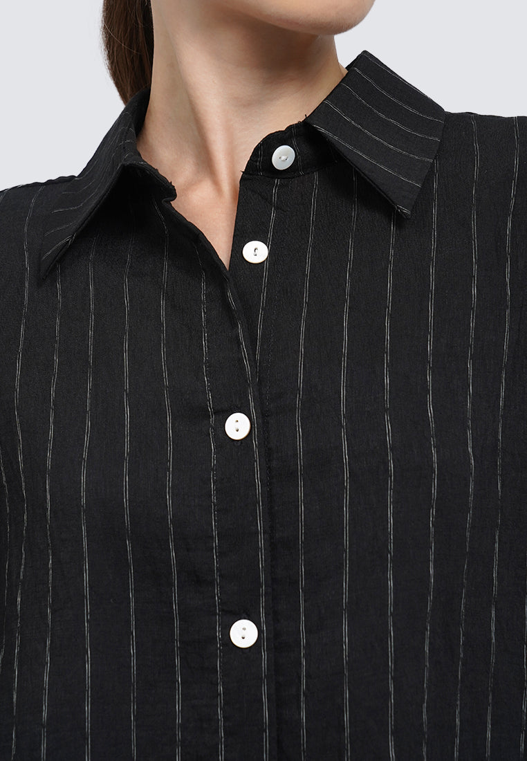 Oversized Long Sleeve Stripes Blouse