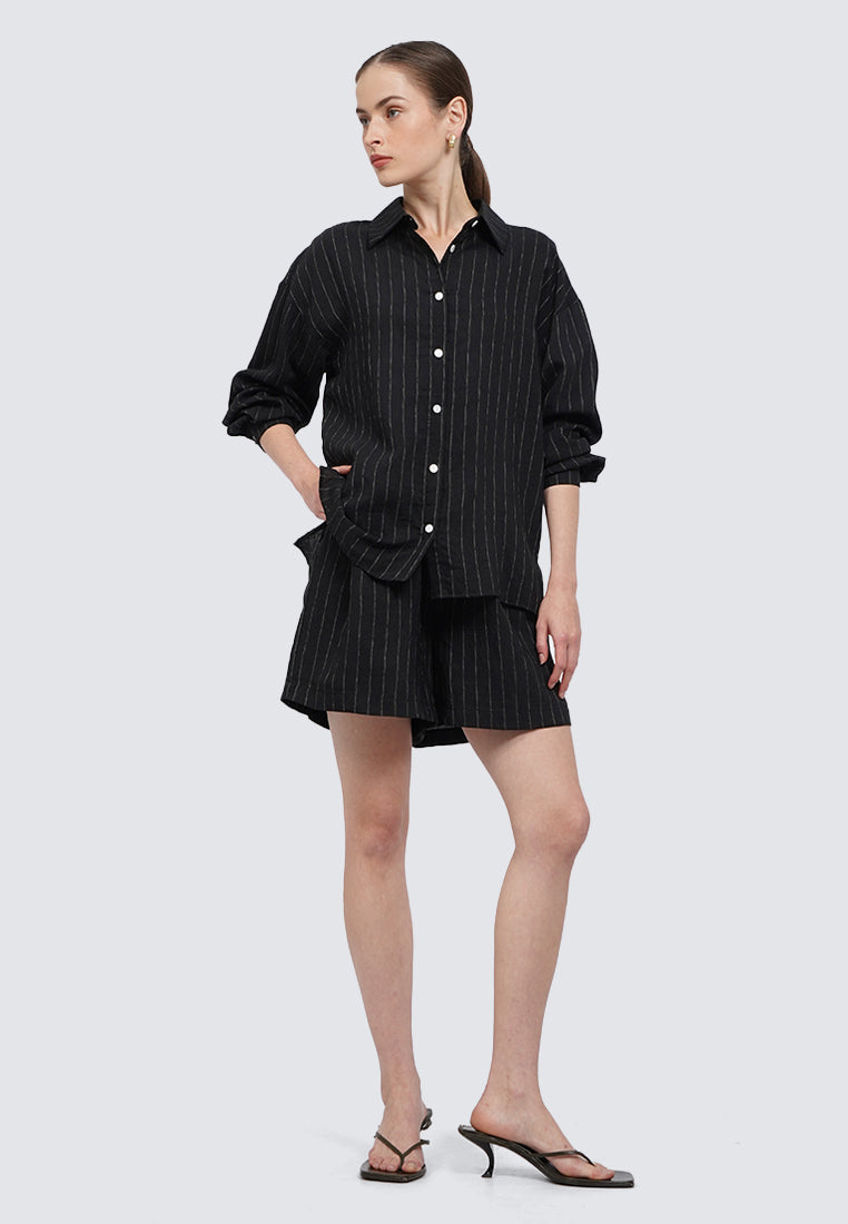 Oversized Long Sleeve Stripes Blouse