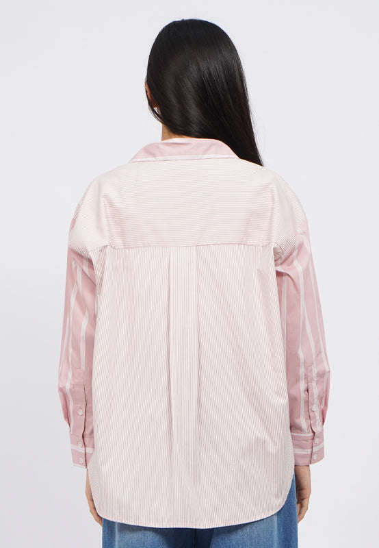 Oversized Long Sleeve Stripes Blouse