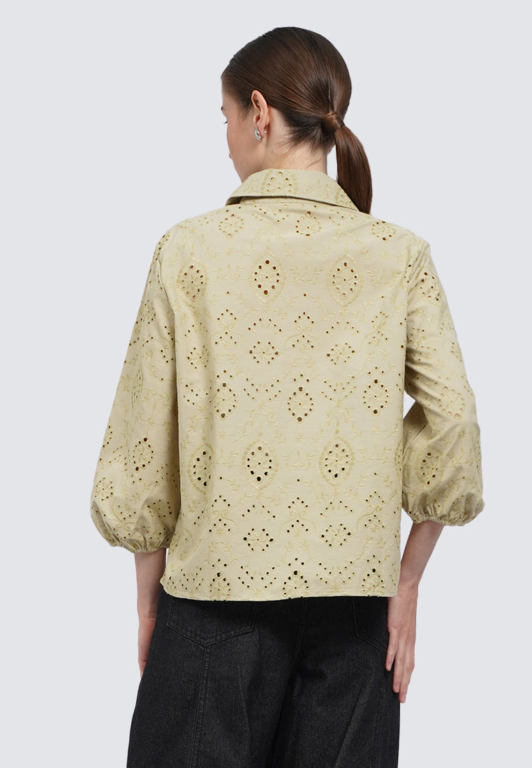 Eyelet Puff Sleeve Blouse