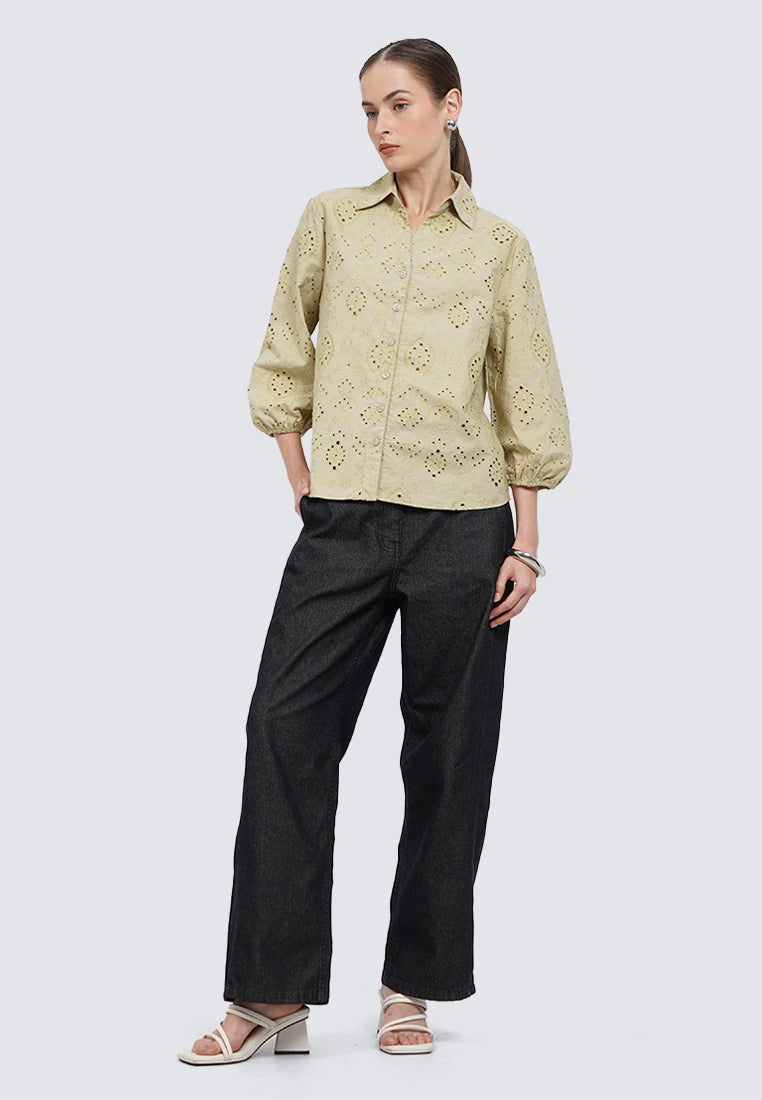 Eyelet Puff Sleeve Blouse