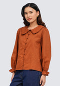 Embroidered Blouse with Frills Detail