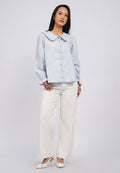 Round Collar Long Sleeve Blouse
