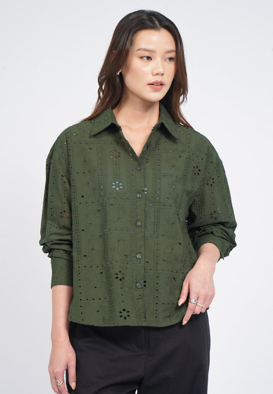 Long Sleeve Embroidery Blouse