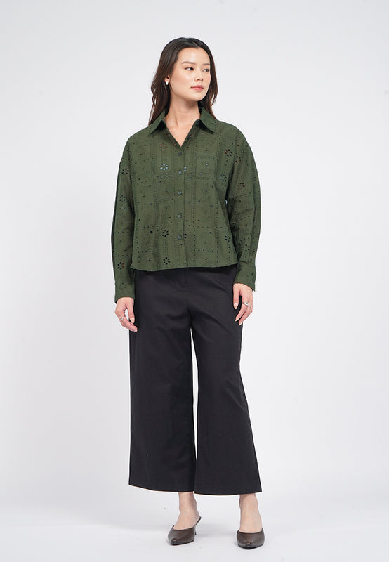 Long Sleeve Embroidery Blouse
