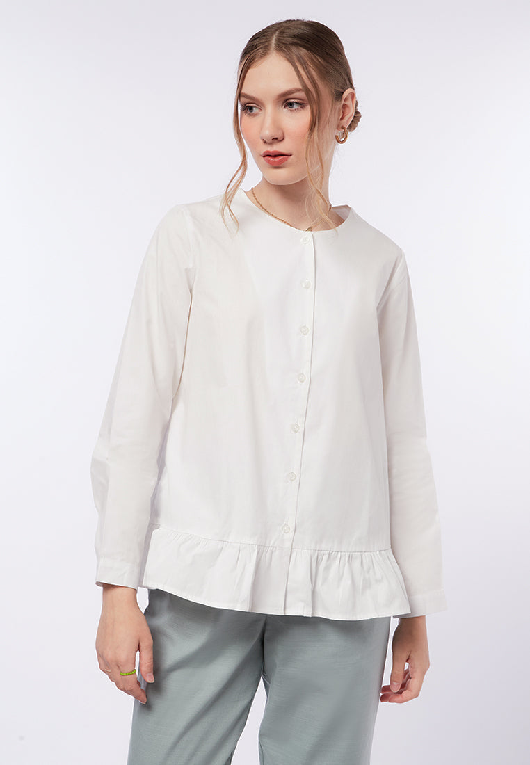 Long Sleeve Blouse with Ruffled Bottom