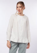 Long Sleeve Blouse with Ruffled Bottom