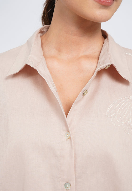 Embroidered Long Sleeve Loose Blouse