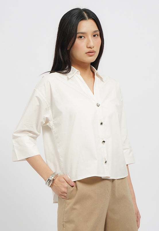 V-Neck Wide Sleeve Blouse