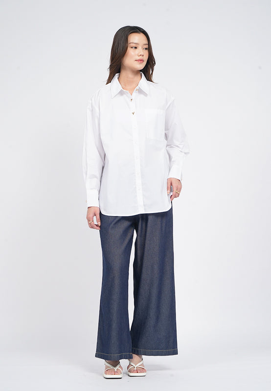 Long Sleeve Blouse with Fancy Button