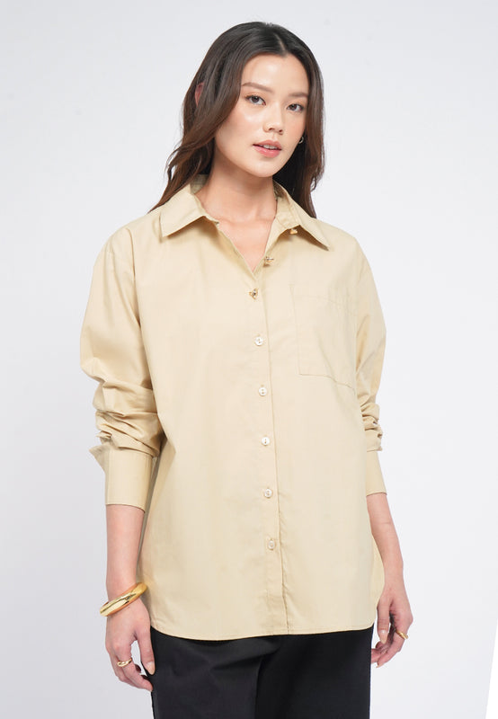 Long Sleeve Blouse with Fancy Button