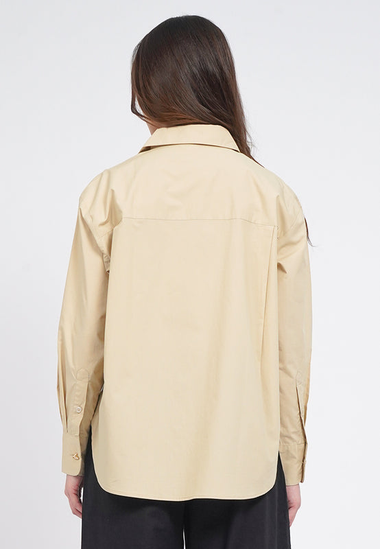 Long Sleeve Blouse with Fancy Button